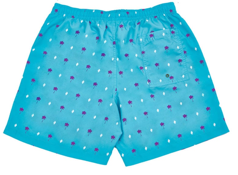 Men's Ibiza style blue Palm print swimshorts