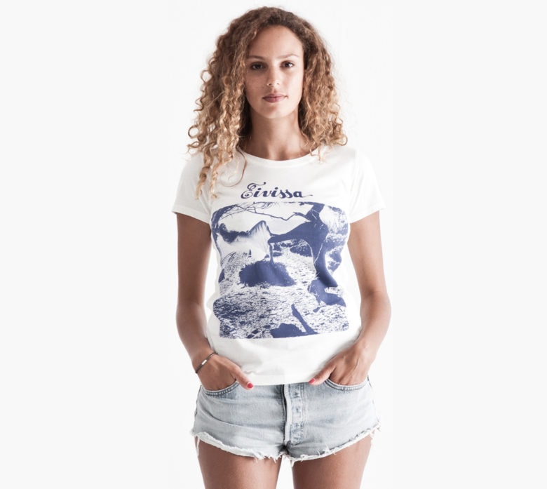 Mens Ibiza Style Classic White And Blue Podenco T Shirt